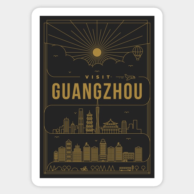 Guangzhou Minimal Lineal Poster Sticker by kursatunsal